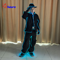 Led Fibre Optique Illuminateur Vêtements Hommes Costumes Michael Jackson Veste pour Festivals de Musique Veste Scène Danse Spectacle
