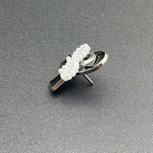 Broche nœud noir et blanc avec perles en alliage de zinc, bijoux de mode pour femmes, cadeau - Product Image 3