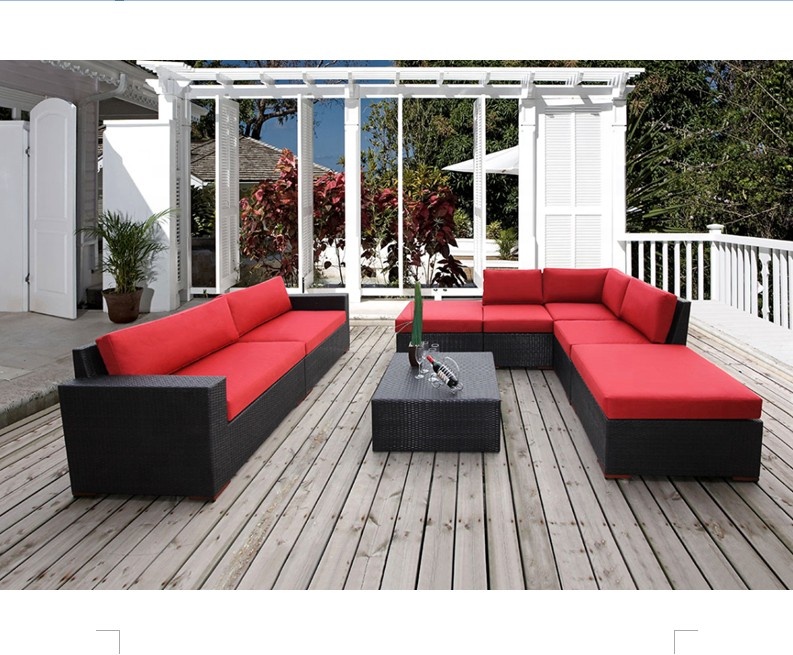 Подержанный садовый уличный Плетеный L-образный диван, угловой диван, мебель