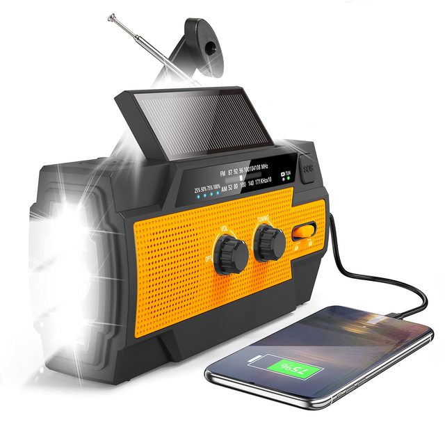 Portable Emergency Radio for Survival Gear Solar Hand Crank Self-Powered Weather Radio with Phone Charger AM/FM/NOAA Radio