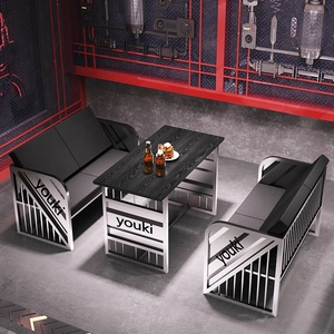 Juego de silla de mesa de hierro transparente de moda Industrial, sofá de asiento de tarjeta para tienda de té de la leche, cafetería, Bar, música, comedor, Hotel, <span class=keywords><strong>restaurante</strong></span> - Product Image 3