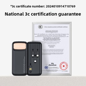 Nouvelle <span class=keywords><strong>batterie</strong></span> <span class=keywords><strong>externe</strong></span> en plastique moulée sur mesure avec câble intégré, charge rapide 3C, 20 000 mAh, <span class=keywords><strong>batterie</strong></span> polymère compacte, portable et <span class=keywords><strong>personnalisable</strong></span> - Product Image 3