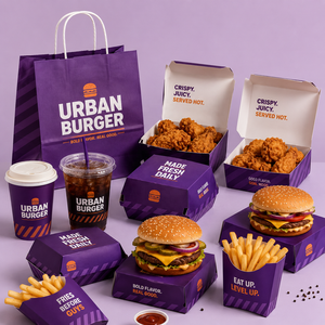 Caja de Comida Rápida Desechable para Alitas de Pollo, Hamburguesas, Papas Fritas, Caja de Papel para Llevar, Cajas Personalizadas para Comida para Llevar - Product Image 1
