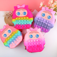 Sac à dos pour fille avec nœud papillon, sac à dos mignon, sac d'école, sac à bandoulière, cadeau de Noël pour enfants, jouets sensoriels Push Pop Bubble Fidget