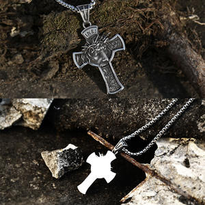 SS8-068P Collar con Colgante de Cruz Simple de Acero Inoxidable para Hombre, Estilo Cristiano, Soldado de Acero, <span class=keywords><strong>Cristo</strong></span> Jesús - Product Image 5