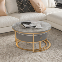 Table basse de luxe en bois, divers matériaux, dessus en marbre texturé, fer forgé, minimaliste, pour le bureau, la maison, le salon