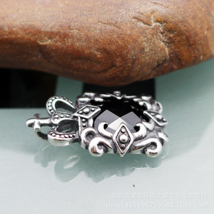 yunnique Vintage Crown Pendant Black Gemstone <b>Titanium</b> Steel Necklace Gift Jewelry - Product Image 5