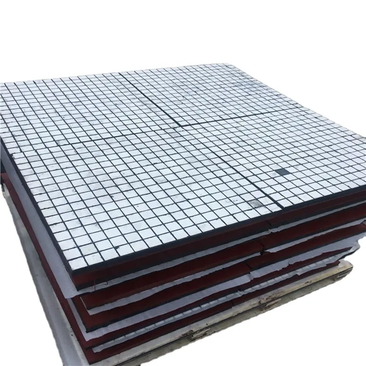 Alumina ceramic tile embedded rubber liner with steel back/rubber ceramic lining