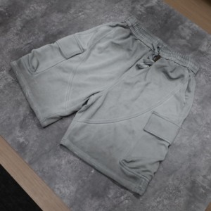 Custom Logo Men's Cargo Shorts Mid-Waist Drawstring Casual Gray Cotton Pockets Breathable Style - Product Image 2