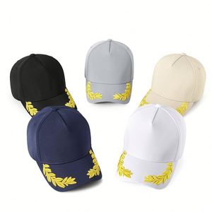 Lúa mì vàng năm trang bóng chày hàng đầu Màu rắn thêu ba chiều nữ mùa hè Mũ bảo vệ Mũ Chống Nắng - Product Image 6