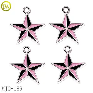 Custom Star Logo Mini Earring Hang Tags Enamel Designer Bra Accessory Metal Alloy Charms For Keychain