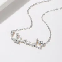 Vente chaude Personnalisé Nom Arabe Collier Bijoux En Acier Inoxydable Exquis Zircone Collier Islamique Eid Al Fitr Cadeau