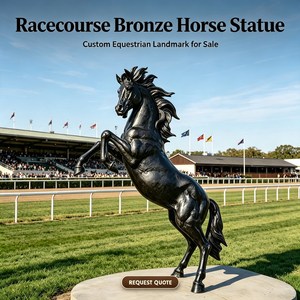 Scultura di Cavallo in Bronzo a Grandezza Naturale, Statua Equestre Personalizzata per Ippodromo, Ranch, Giardino, Esterni, Produttore all'Ingrosso - Product Image 1