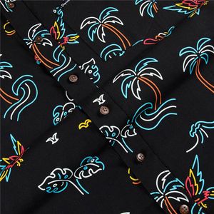 Chemise imprimée hawaïenne pour homme avec cocotiers colorés et vagues, motif transfert de chaleur intégral - Product Image 6
