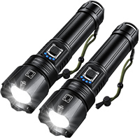 Senter LED Zoom Camping 1200-5000 Lumen dari Aluminium Alloy, Tahan Air IP65, Saklar di Ujung, Dapat Diredupkan, Baterai AAA