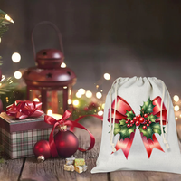 Sac cadeau de Noël surdimensionné avec cordon de serrage, sac du Père Noël en toile DIY, écologique, réutilisable, pour rangement et décoration intérieure, imprimable