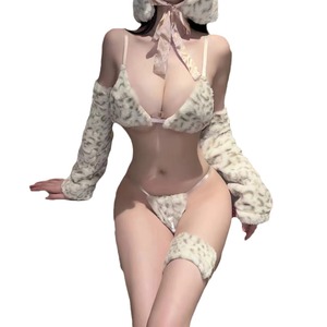Nouvelle lingerie sexy <span class=keywords><strong>Oushi</strong></span> Lin, uniforme trois pièces en peluche fine à motif léopard pour fille, tenue de jeu Saint-Valentin GY-1030-1 - Product Image 1