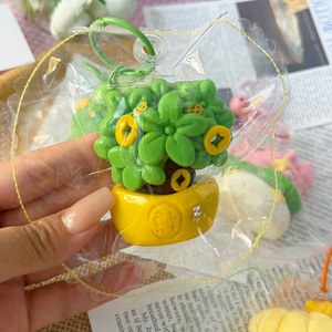 Jouet anti-stress créatif en forme de pot de fleurs, fleur porte-bonheur à rebond rapide, porte-clés mignon en forme de plante en pot à presser - Product Image 4