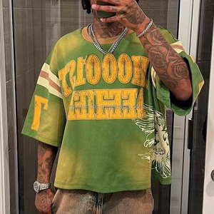 Drop Shoulder Vintage Oversized Heavyweight T-shirt Manufacturer Custom Cotton Acid Wash Graphic Boxy Cropped t Shirt for Men - Product Image 2