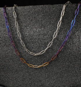 Collana a catena con maglie a graffetta in titanio puro TA1, lunghezza personalizzata 50 cm, delicata sulla pelle - Product Image 3