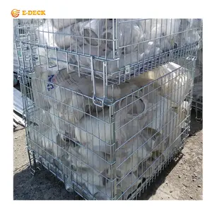 Material handling folding collapsible metal steel wire mesh storage cage for warehouse