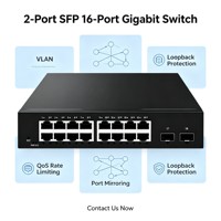 Switch de Red Administrado Gigabit de 16 Puertos con 2 SFP Uplink, Gestión Web, VLAN, QoS, Limitación de Tráfico y Protección contra Bucle
