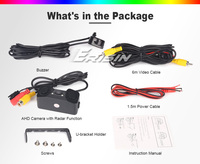 Kamera Mundur EU Stock Erisin ES578 1080P AHD Dual Probe Radar Buzzer Night Vision 150 °   Kamera Mundur Mobil IP68 Guide Line