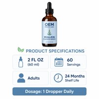 Complément Quotidien Liquide Oral Naturel Végétalien à Base de Plantes pour le Soutien Respiratoire (Mullein, Échinacée) 60ml – Fabrication GMP, OEM, ODM, Marque Privée