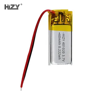 Mini batterie au lithium polymère rechargeable de haute qualité 401020 3.7V 60mah