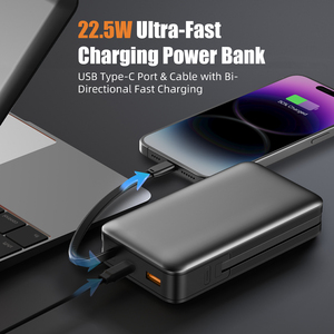 Sạc dự phòng 20000mAh, pin dự phòng di động, trạm sạc 20000mAh tích hợp cáp, có thể in logo tùy chỉnh cho điện thoại, tai nghe - Product Image 3