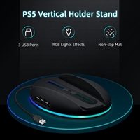 Support vertical avec charge pour station d'accueil pour console PS5 avec chargeur de concentrateur USB Base de lumière LED pour Playstation 5