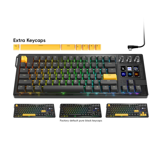 MiraBox K1 Pro Mechanical Keyboard with LCD Keys Stream Deck Programmable Macro Keyboard RGB Gaming LCD Keyboard