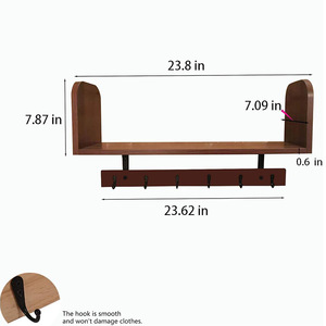 Estante de pared para cocina, utensilios de cocina, espátulas y cucharas, combinación de hierro y madera, estante multifuncional de doble capa para sala de estar - Product Image 2