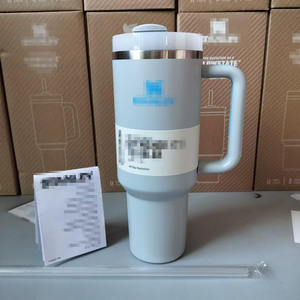 Tumbler isolato in acciaio inossidabile 40oz con coperchio e manico in paglia, tazza da caffè da viaggio riutilizzabile di grande capacità, auto da esterno - Product Image 3