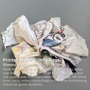 Trapos de Algodón Ecológicos Blancos Impresos para Limpieza General, Suaves y Reutilizables - Product Image 2