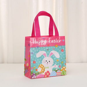 Borsa Riutilizzabile in Tessuto Non Tessuto 'Happy Easter' con Manici per Caccia alle Uova, Coniglietto, Carota, Sacchetti Regalo di Pasqua - Product Image 5