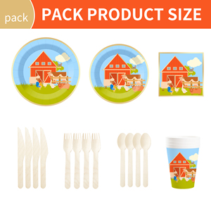 ชุดจานชามกระดาษลายสัตว์เลี้ยงในฟาร์ม DAMAI สำหรับงานเลี้ยงวันเกิดเด็ก ชุดอุปกรณ์บนโต๊ะอาหารแบบใช้แล้วทิ้ง พร้อมจานกระดาษ แก้วกระดาษ สำหรับงานปาร์ตี้ธีมฟาร์ม - Product Image 6