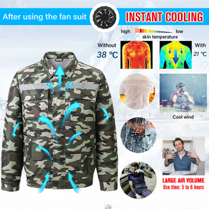 เสื้อแจ็กเก็ตแอร์ระบายความร้อนเสื้อผ้าสำหรับฤดูร้อนอากาศเย็นต้องมีแถบสะท้อนแสงด้านหน้ากระเป๋าหลายช่อง - Product Image 3