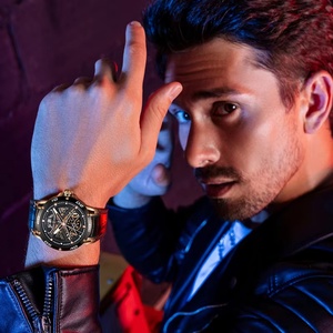 Men's <b>Watch</b> 45mm Globe Pattern Round Dial <b>Automatic</b> Mechanical Movement <b>Skeleton</b> Business Sports Wristwatch BG4601 - Product Image 5