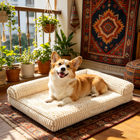 Yangyangpet Solides Modisches Chenille-Mopp-Stoff Beige Rechteckiges Unzerstörbares Abnehmbares Kaubeständiges Rutschfestes GRS Hundebett