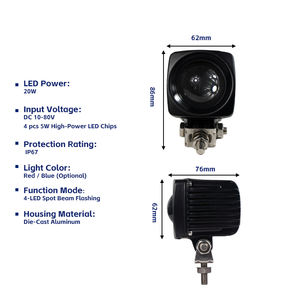 Ultra heldere LED-heftruck blauwe spotwaarschuwingslamp 10-80V breedspanningsveiligheidswaarschuwingslamp voor industriële voertuigen in magazijnen - Product Image 4