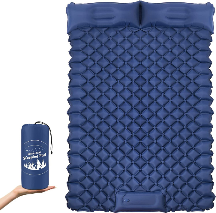 Matelas d'extérieur Double auto-gonflant 40d Nylon Tpu gonflable Camping tapis de couchage avec pompe à Air intégrée pour 2 personnes