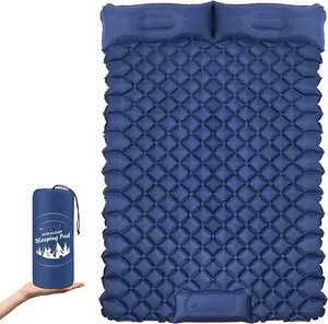 Colchón inflable de nailon 40d para exteriores, colchoneta doble autohinchable de Tpu para acampar y dormir con bomba de aire integrada para 2 personas
