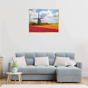 <span class=keywords><strong>Pintura</strong></span> Plástica Impresa con Acuarela Abstracta y Bordado de Diamantes con Patrón de Molino de Viento Holandés de la Marca Sunloop - Product Image 4