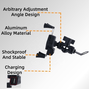 <span class=keywords><strong>Support</strong></span> de <span class=keywords><strong>téléphone</strong></span> universel pour moto en plastique ABS réglable noir Marque AXK Utilisation en extérieur Accessoires de vélo - Product Image 2