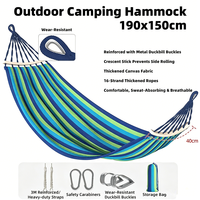 Hamac en toile épaisse 190x80cm anti-roulement pour camping, avec accessoires complets, sac de rangement, imperméable, double étage, 1-2 personnes