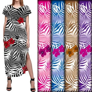 Zebra-stripe Summer hot selling fabric Gradient background&floral pattern for lady dress customization