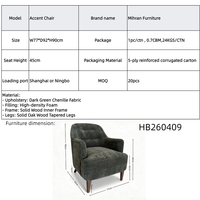 Fauteuil d'appoint moderne de luxe, élégant avec dossier capitonné boutonné, pieds en bois massif, écologique et durable, mobilier de salon pour la maison