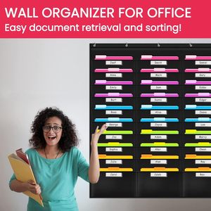 Organizador de Archivos Colgante de Alta Resistencia con 30 Compartimentos, Organizador de Papelería para Montar en la Pared con 5 Colgadores - Product Image 5