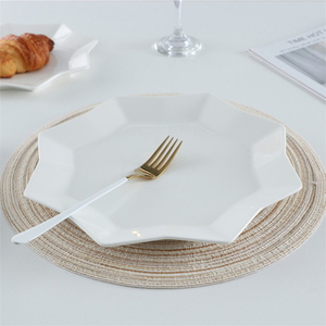 Vaisselle domestique de Style nordique <span class=keywords><strong>assiette</strong></span> à dîner <span class=keywords><strong>assiette</strong></span> de service de mariage en forme d'octogone assiettes de chargeur en céramique <span class=keywords><strong>blanche</strong></span> - Product Image 3
